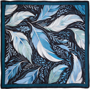 Wyoming Traders Silk Wild Rag - Feathers Black and Blue Frontier